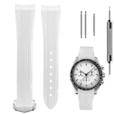 Imagem de Pulseira de silicone líquido premium de 20 mm, compatível com Omega Speedmaster Professional Moonwatch 42 mm, Seamaster & Swatch x Omega MoonSwatch, pulseira de borracha macia com textura linear fina