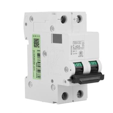 Imagem de Disjuntor miniatura CC de baixa tensão 2P, 250V, fechamento rápido para operação, proteção contra curto-circuito e sobrecarga, montável em trilho DIN, branco, para sistema de grade de painéis solares