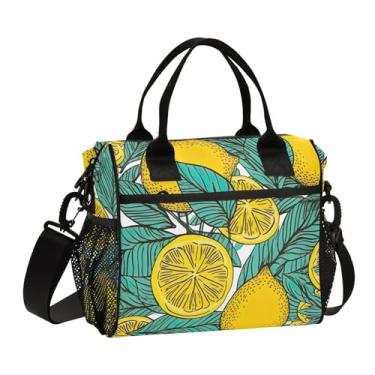 Imagem de GAIGEO Lancheira à prova de vazamento de fatias de limão e folhas pequena, lancheira feminina, lancheira de escritório, P