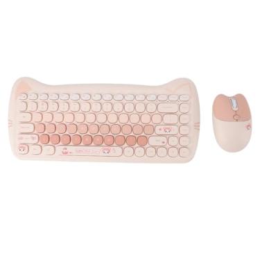 Imagem de Generic Conjunto de Teclado e Mouse, Teclado Ergonômico de 84 Teclas e Combinação de Mouse Fosco Leve Cores Vibrantes para Jogos de Escritório (Cor de chá com leite)