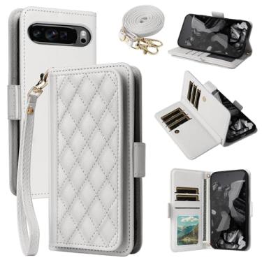 Imagem de Dibosom Capa carteira para Google Pixel 9 Pro XL Argyle com alça de pulso/ombro compartimentos para cartões, bolsa flip de couro PU, suporte minimalista acolchoado para celular para Pixel9 9Pro 9ProXL