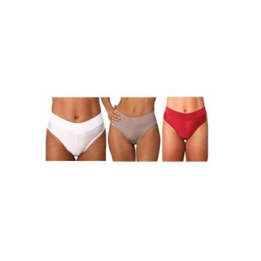 Imagem de Kit c/3 Calça Cavada Cítara DeMillus 026065, Branco, Lilás, Carmim, EG