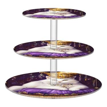 Imagem de Suporte de cupcake para festa de chá, 3 níveis, copo de aniversário, torre de bolo, fofo, elegante, branco, carnaval, decoração de mesa dourada, sobremesa, chá, festa, servir comida de plástico
