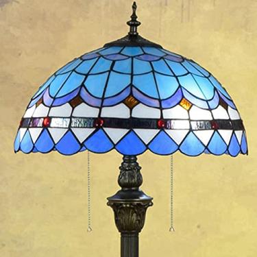 Imagem de Luminária de chão Tiffany com rosas, libélulas, uvas, girassóis e penas, em vitral antigo, 2 lâmpadas, 40,6 x 40,6 x 162,6 cm (16 x 16 x 64 polegadas), ideal para sala de estar, quarto, escr