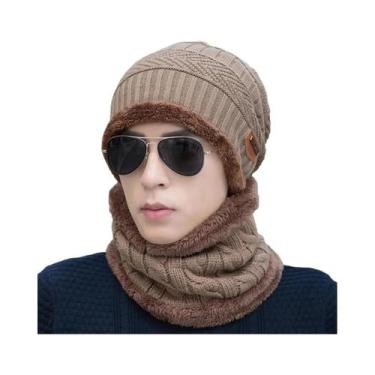 Imagem de Conjunto De Gorro E Cachecol De Lã Quente Para Inverno Para Homens E M