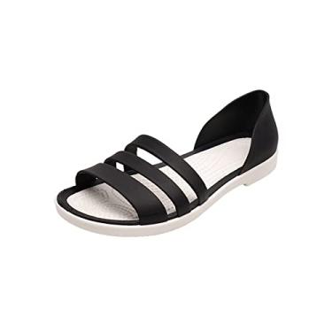 Imagem de Sandálias femininas para mulheres, sandálias rasteiras, chinelos de dedo aberto, cor doce, casual, praia, outdoot feminino, sapatos de geleia (cor: F, tamanho: 40) (E 5,5 EUA)