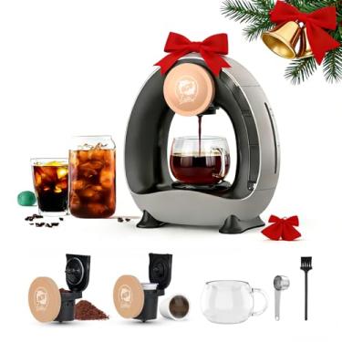 Imagem de i Cafilas Cafeteira de dose única, preparação rápida em 2 minutos, design elegante e compacto, mini Q 2 em 1 máquinas de café para cápsulas K*cup e café moído, cafeteira cinza escuro