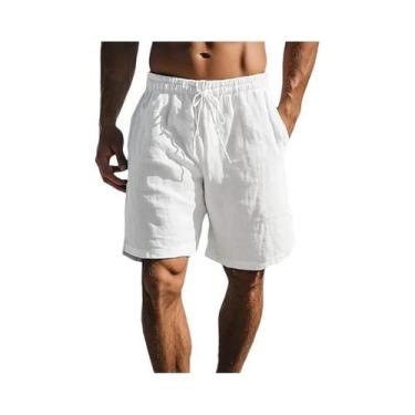 Imagem de Bermudas Masculinas Leves E Respiráveis De Algodão E Linho Para O Verã