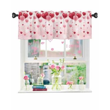 Imagem de Cortinas de Dia dos Namorados, Coração, Amor Rosa, Aniversário, Casamento, Feriado, Decoração Vermelha, Varão, Bolso Varão, Café, Saia, Cortinas de Janela Curtas para Cozinha, Quarto, Sala de Estar, 1