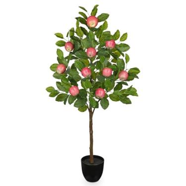 Imagem de Macieira artificial de 90 cm, planta de maçã falsa em vaso, plantas falsas, árvores falsas, decoração interna de maçã para casa, sala de estar, escritório