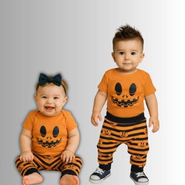 Imagem de Conjunto Halloween Body Manga Curta e Calça Saruel Abóbora Mesversário