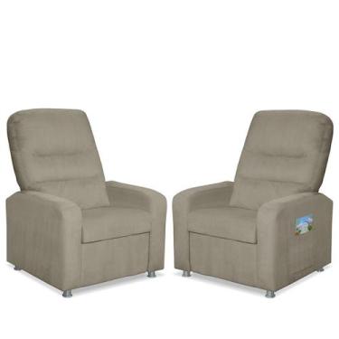 Imagem de Kit 02 Poltrona Do Papai Reclinável Confortável Suede Bege - Sonho das