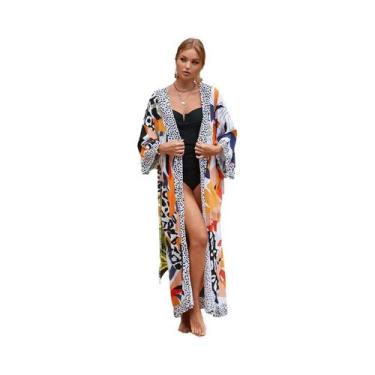 Imagem de Conjunto De Biquíni Sexy Feminino Com Capa Longa De Kimono Moda Para B