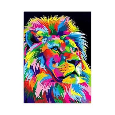 Imagem de Kit De Pintura Em Diamante 5D DIY Com Gato Leão E Tigre, Pedras Redond