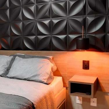 Imagem de 40 Placas 3D Pvc Revestimento De Parede Decorativa Pétalas 25Cm Preto 