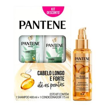 Imagem de Kit Pantene Bambu Shampoo 400ml + Condicionador 175ml + Óleo Milagroso