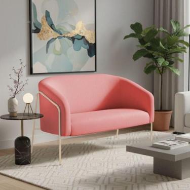 Imagem de Sofá 2 Lugares Namoradeira Stella Industrial Alta Champanhe Suede Rosê
