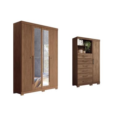 Imagem de Guarda Roupa +Cômoda 2 Peças QC312 Jatobá - Santos Andirá