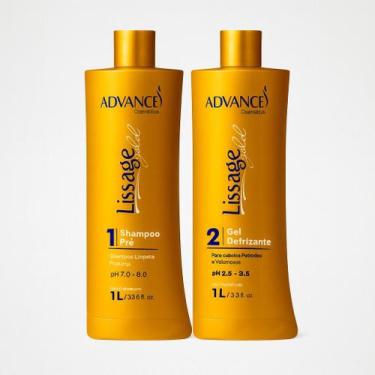 Imagem de Escova Progressiva Sem Formol Lissagé Gold Hair Advance Shampoo e Gel 
