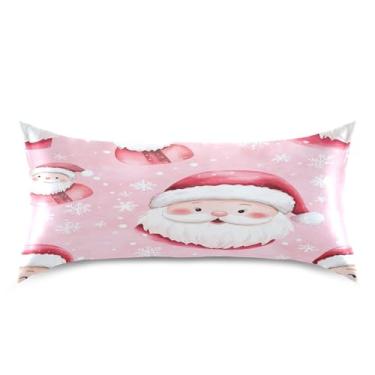 Imagem de Blueangle Linda fronha de cetim de Papai Noel para cabelo e pele, fronha de seda, tamanho king (50,8 x 101,6 cm) - Capas de almofada de cetim refrescantes com fecho de envelope (772)