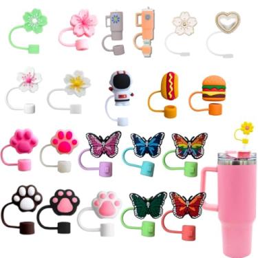 Imagem de Tampa para Canudo Tampa Protetora de Silicone para Canudo Copo Stanley 10mm Higiene Praticidade para Seu Copo e Garrafa (Pata Gato Transparente)