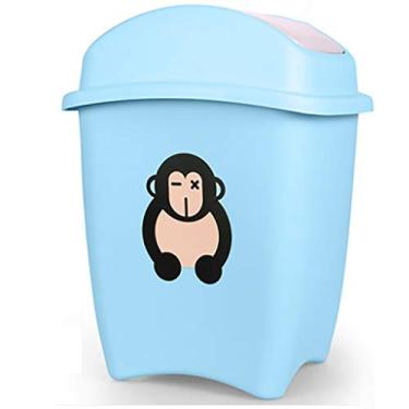 Imagem de Caixote do lixo caixote do lixo plástico tampa giratória caixote do lixo lixo banheiros salas de pó cozinhas escritórios domésticos quartos de crianças 11L 2,9 galões caixote do lixo (cor: azul) (azul