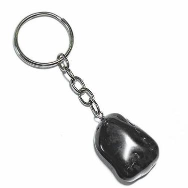 Imagem de 1 Chaveiro Pedra Signo de Peixes Onix Preto Rolado - CristaisdeCurvelo