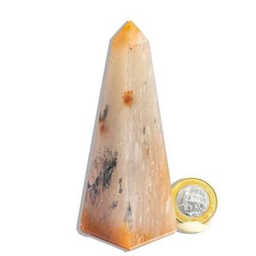 Imagem de Obelisco Aragonita Raio Laranja Pedra Natural 11 a 12 cm - CristaisdeC