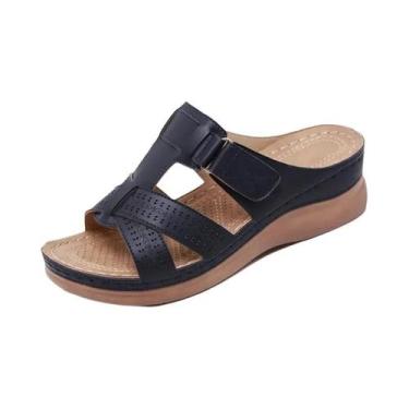 Imagem de Sandálias De Plataforma Femininas De Verão Com Salto Wedge, Ortopédica