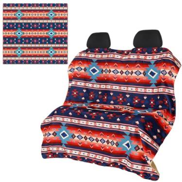 Imagem de Capa de banco traseiro para carro, caminhões, furgão, SUV, tema asteca, antiderrapante, capas de assento traseiro à prova d'água, toalha de banco traseiro, pós-treino, lavável, para cães e crianças