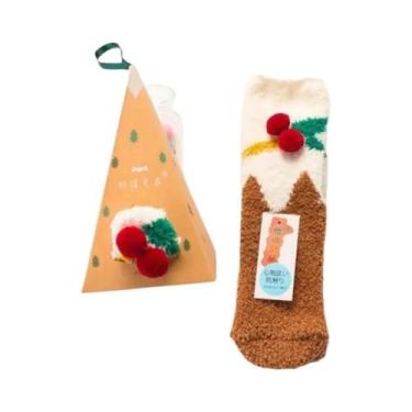 Imagem de Meias De Natal Térmicas Femininas De Veludo Macio E Peludo, Quentes E 