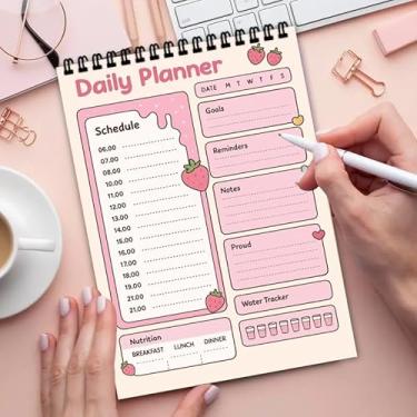 Imagem de Caderno de planejamento diário, diário espiral, 50 folhas, cadernos de planejamento com seção multifuncional 19,8 x 14,7 cm, agenda semanal para trabalho diário/trabalho escolar e organização (A)