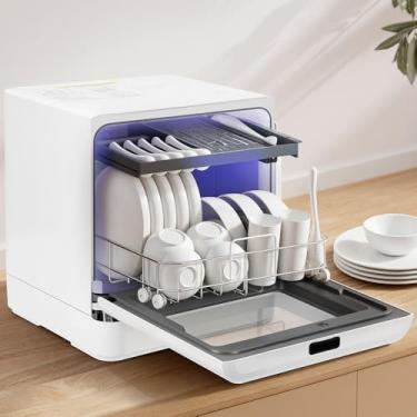 Imagem de Lava Louças, 110V, Lava Loucas 6 Serviços, Lava Louças de Bancada com 5 Programas de Lavagem, Consumo de 5L de Água Por Ciclo, Uso Eficiente de Energia, Adequado para Famílias Numerosas