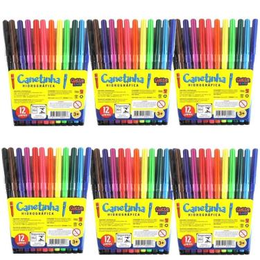 Imagem de Kit 12 Pacotes Canetinhas Hidrográficas 12 Cores