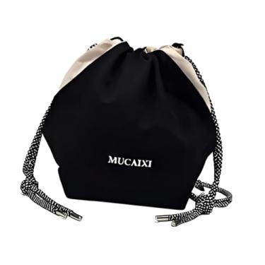 Imagem de oshhni Bolsa transversal pequena estilo saco, ideal para viagens ao ar livre, piqueniques e férias, Preto