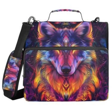 Imagem de Bolsa de fichário com zíper colorida com 3 anéis com alça de ombro e zíper, capacidade para 500 folhas, vários bolsos para material de escritório escolar