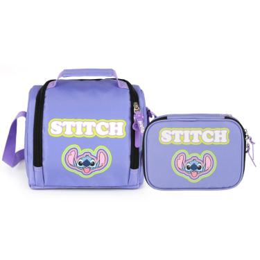Imagem de Kit Escolar Lancheira Térmica e Estojo Box Stitch Infantil