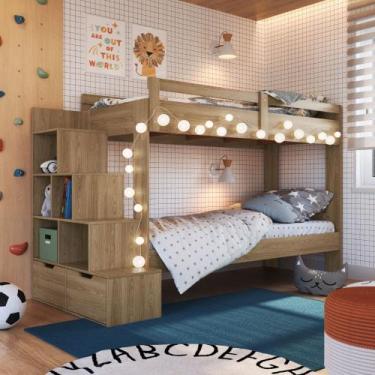 Imagem de Beliche Infantil 2 Gavetas Liz Completa Móveis, Aveiro OAK