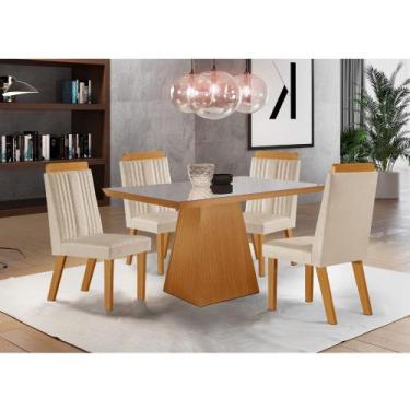 Imagem de Conjunto Sala de Jantar Mesa Prada com Tampo de Vidro 120cm e 4 Cadeir