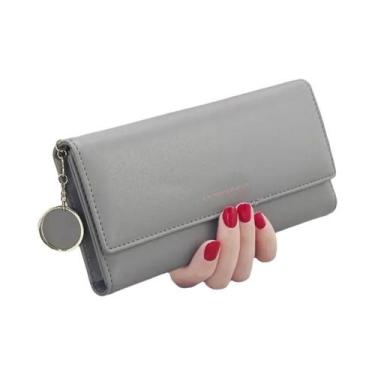 Imagem de Carteira Longa Feminina Em Couro PU Multifuncional Com Porta Cartões E