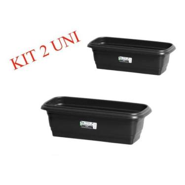 Imagem de KIT 2 Jardineira Plástica Preta 34x16x10 Rischioto - PLASTICOS RISCHIO