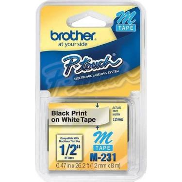 Imagem de Fita Brother M231 PT 85 65 12 MM PRETO/BRANCO