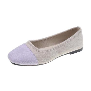 Imagem de Tênis feminino casual color block com boca rasa e bico redondo, cabedal macio, tamanho grande para uso versátil, rosa, 35