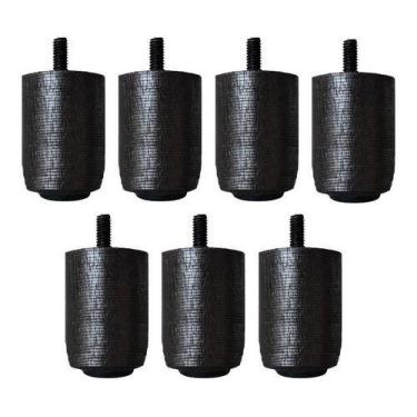 Imagem de Kit de 7 Pés Para Cama Box ou Baú Casal P63 Preto Madeira - Zoe & Char