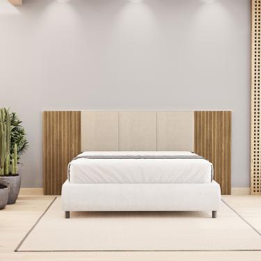Imagem de Cabeceira Casal Queen Cama Box 268cm Ripado Selma Brisa/Linho Bege V01 - D'Rossi