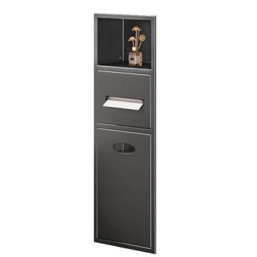 Imagem de Organizador de nicho de chuveiro embutido de aço inoxidável com caixa de lenços - Prateleira de banheiro cinza para cozinha, sala de estar e quarto (63 x 20 x 13,5 cm)