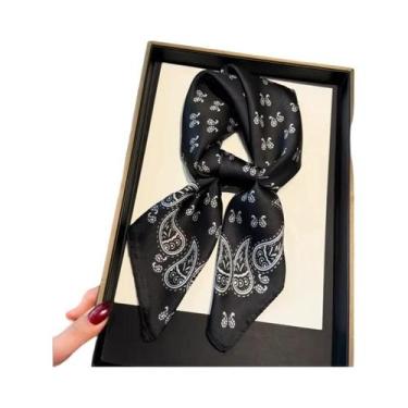 Imagem de Lenço Quadrado De Seda 70cm Feminino, Xale De Cetim, Hijab, Bandana Pa