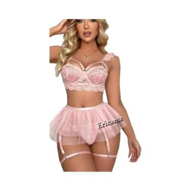 Imagem de Conjunto De Sutiã E Calcinha Sexy Em Renda Para Mulheres 2024 Babydoll