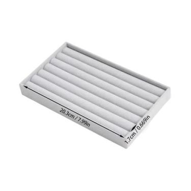 Imagem de Organizador De Joias Em Veludo Cinza Bege, Bandeja Empilhável, Estojo 