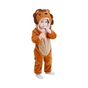 Imagem de Macacão Infantil Com Capuz De Tigre E Leão, Pijama Quente, Fantasia De